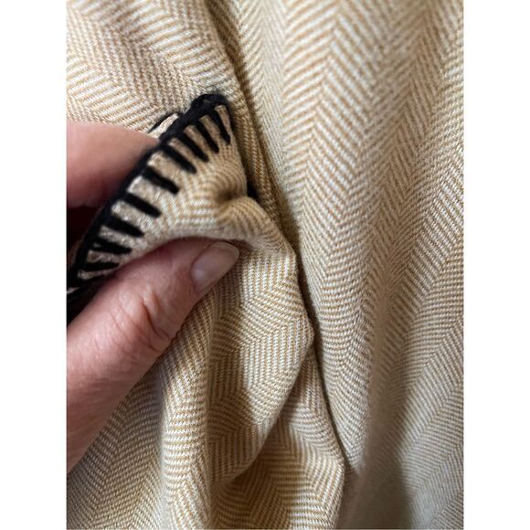 D & Co. Denim & Company tan herringbone open poncho cape. - Picture 4 of 7